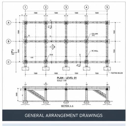Structural BIM model and general arrangement drawing