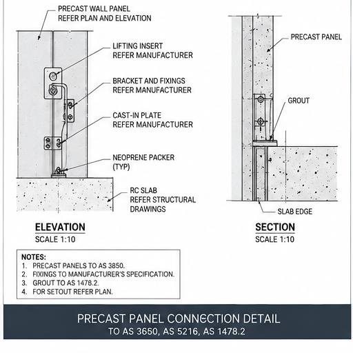 Structural model and precast panel detail